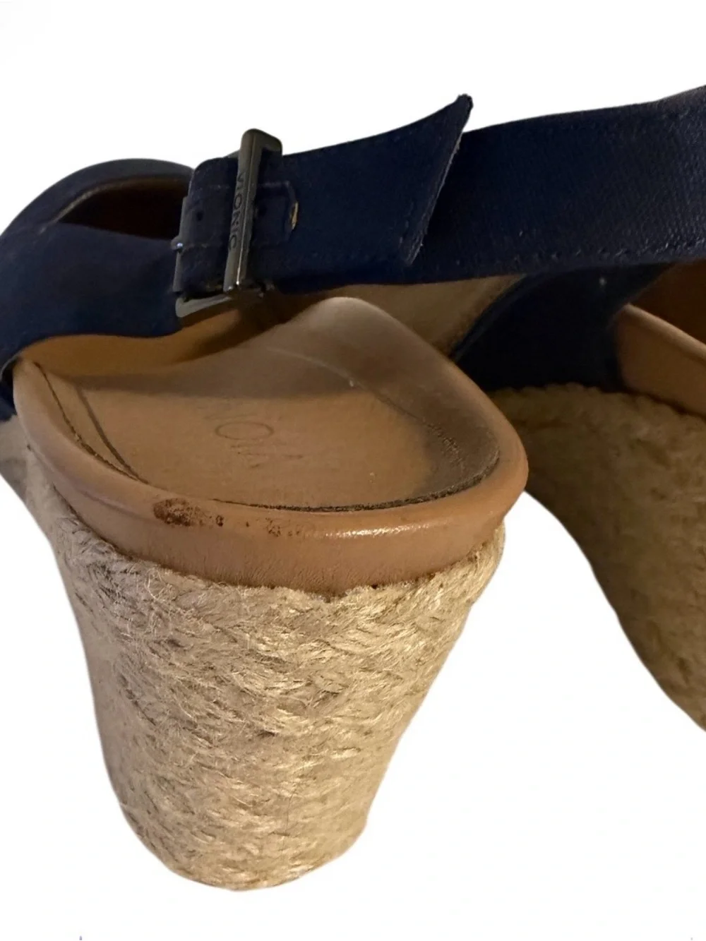 Vionic Coralina Navy Blue Slingback Wedge Espadrilles Orthotic Comfort Size 11W